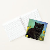 Van Gogh Black Cat Gelbe Blumen Notizblock (Innenseite)
