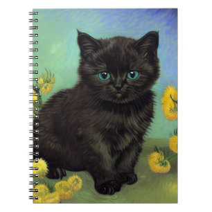 Van Gogh Black Cat Gelbe Blumen Notizblock