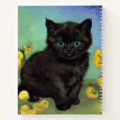 Van Gogh Black Cat Gelbe Blumen Notizblock (Rückseite)