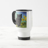 Van Gogh Black Cat Gelbe Blumen Reisebecher (Vorderseite Links)