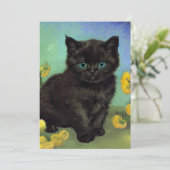 Van Gogh Black Cat Gelbe Blumen Save The Date (Stehend Vorderseite)
