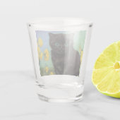 Van Gogh Black Cat Gelbe Blumen Schnapsglas (Rückseite)