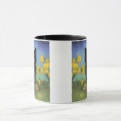 Van Gogh Black Cat Gelbe Blumen Tasse (Zentrum)