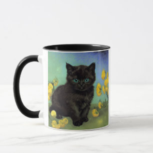 Van Gogh Black Cat Gelbe Blumen Tasse
