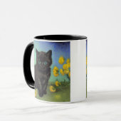 Van Gogh Black Cat Gelbe Blumen Tasse (Vorderseite Links)