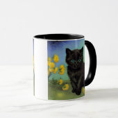 Van Gogh Black Cat Gelbe Blumen Tasse (VorderseiteRechts)