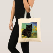 Van Gogh Black Cat Gelbe Blumen Tragetasche (Vorderseite (Produkt))