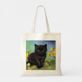 Van Gogh Black Cat Gelbe Blumen Tragetasche (Rückseite)