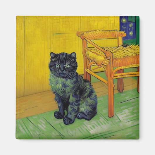 Van Gogh Black Cat Magnet (Vorne)