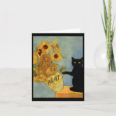Van Gogh Black Cat mit Sonnenblumen 8647 Subtle Re Karte (Vorderseite)