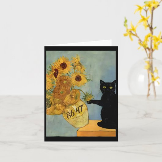 Van Gogh Black Cat mit Sonnenblumen 8647 Subtle Re Karte (Gelbe Blume)