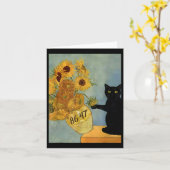 Van Gogh Black Cat mit Sonnenblumen 8647 Subtle Re Karte (Gelbe Blume)