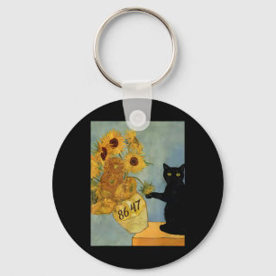 Van Gogh Black Cat mit Sonnenblumen 8647 Subtle Re Schlüsselanhänger