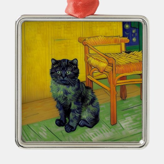 Van Gogh Black Cat Ornament Aus Metall (Vorne)