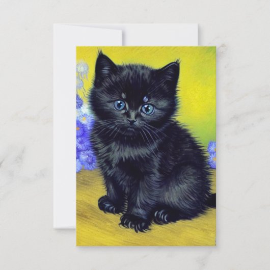 Van Gogh Black Cat Purple Flowers Card (Vorderseite)