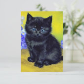 Van Gogh Black Cat Purple Flowers Card (Stehend Vorderseite)