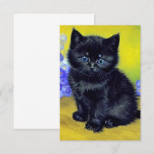 Van Gogh Black Cat Purple Flowers Card (Vorne/Hinten)