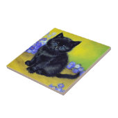 Van Gogh Black Cat Purple Flowers Fliese (Seite)