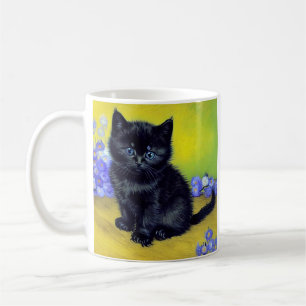 Van Gogh Black Cat Purple Flowers Kaffeetasse