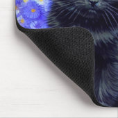 Van Gogh Black Cat Purple Flowers Mousepad (Ecke)