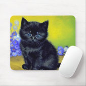 Van Gogh Black Cat Purple Flowers Mousepad (Mit Mouse)