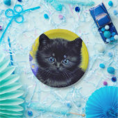 Van Gogh Black Cat Purple Flowers Pappteller (Party)