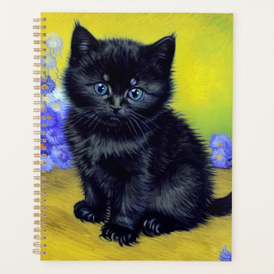 Van Gogh Black Cat Purple Flowers Planer