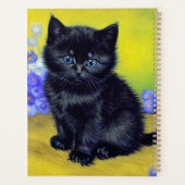 Van Gogh Black Cat Purple Flowers Planer (Rückseite)