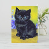 Van Gogh Black Cat Purple Flowers Save The Date (Stehend Vorderseite)