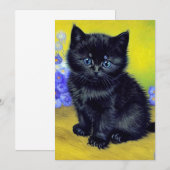 Van Gogh Black Cat Purple Flowers Save The Date (Vorne/Hinten)