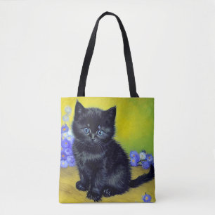 Van Gogh Black Cat Purple Flowers Tasche