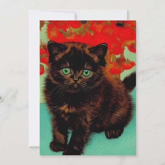 Van Gogh Black Cat Red Blume Ankündigung (Vorderseite)