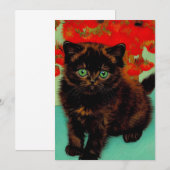 Van Gogh Black Cat Red Blume Ankündigung (Vorne/Hinten)