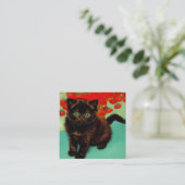 Van Gogh Black Cat Red Blume Begleitkarte (Stehend Vorderseite)
