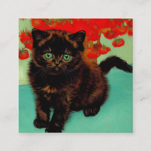 Van Gogh Black Cat Red Blume Begleitkarte