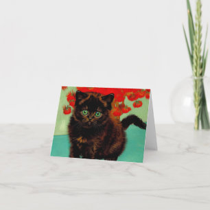 Van Gogh Black Cat Red Blume Einladung
