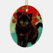 Van Gogh Black Cat Red Blume Keramik Ornament (Rechts)