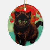 Van Gogh Black Cat Red Blume Keramik Ornament (Links)