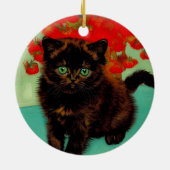 Van Gogh Black Cat Red Blume Keramik Ornament (Hinten)