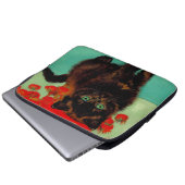 Van Gogh Black Cat Red Blume Laptopschutzhülle (Vorne Knopf)