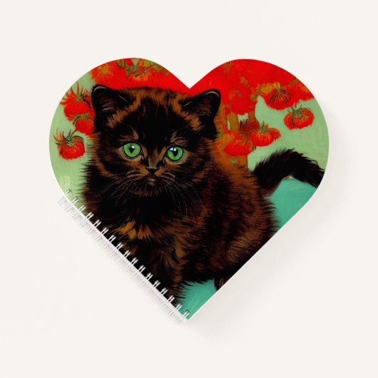 Van Gogh Black Cat Red Blume Notizblock (Vorderseite)