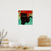 Van Gogh Black Cat Red Blume Poster (Küche)