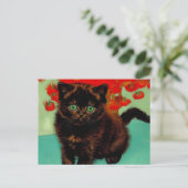 Van Gogh Black Cat Red Blume Postkarte (Stehend Vorderseite)