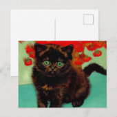 Van Gogh Black Cat Red Blume Postkarte (Vorne/Hinten)