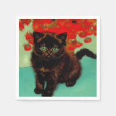 Van Gogh Black Cat Red Blume Serviette (Vorderseite)