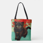 Van Gogh Black Cat Red Blume Tasche (Rückseite)