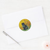 Van Gogh Black Cat Runder Aufkleber (Umschlag)