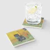 Van Gogh Black Cat Steinuntersetzer (Seitenansicht)