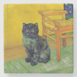 Van Gogh Black Cat Steinuntersetzer
