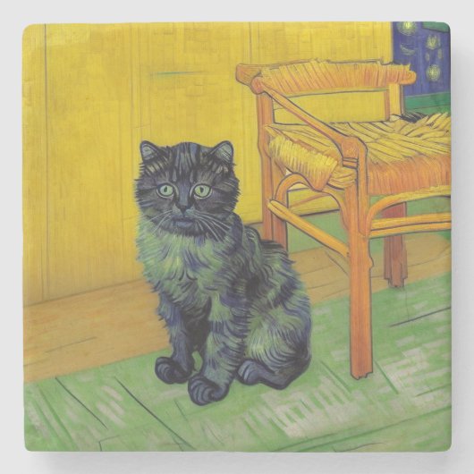 Van Gogh Black Cat Steinuntersetzer (Vorderseite)